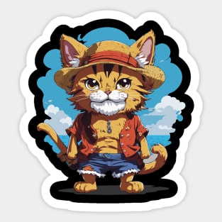 Cat straw hat Sticker